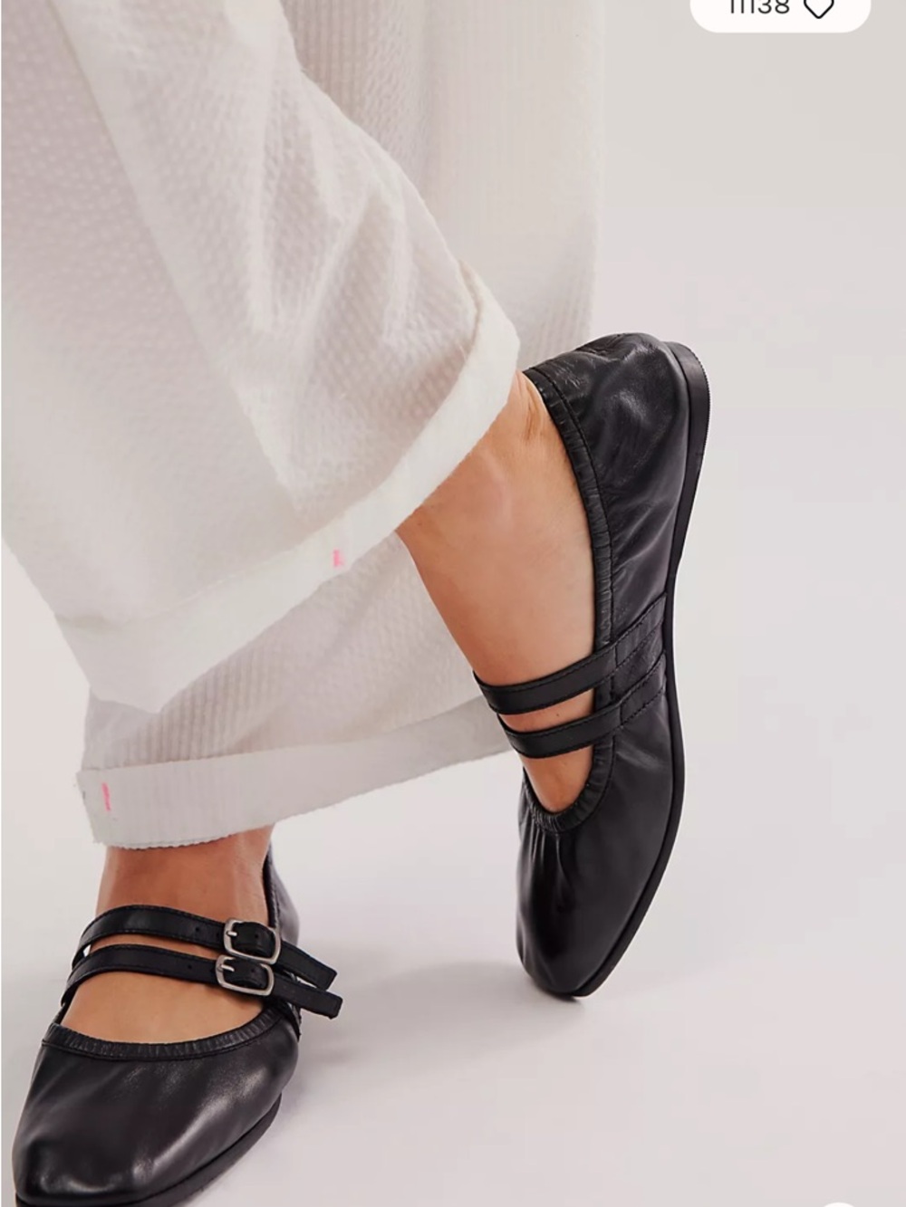 NEW FREE PEOPLE Black Women's Double-Strap Ballet Flats SIZE 8